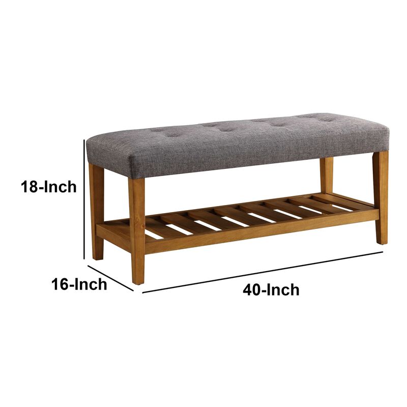 Wooden Bench, Gray & Oak-Benzara