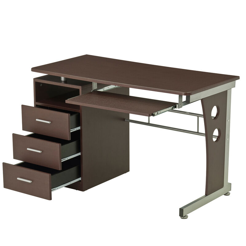 Computer Desk With Ample Storage, Chocolate