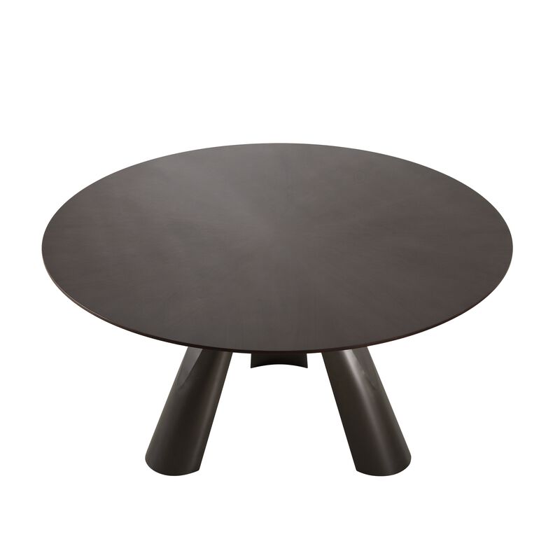 Pasargad Home Novara Design Dark Brown Round Dining Table, 59"W
