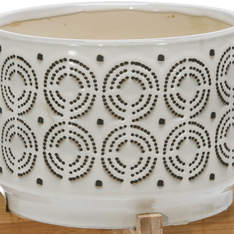 Cer 7" Swirl Planter On Stand