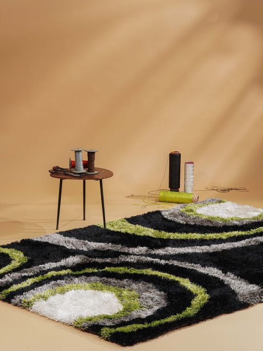 RUGSOTIC CARPETS HAND TUFTED SHAG POLYESTER ECO-FRIENDLY AREA RUGS  - 8'x10', Rectangle, Multicolor, Geometric Modern Design, High Pile Thick Handmade Anti Skid Rugs for Living Room K00030