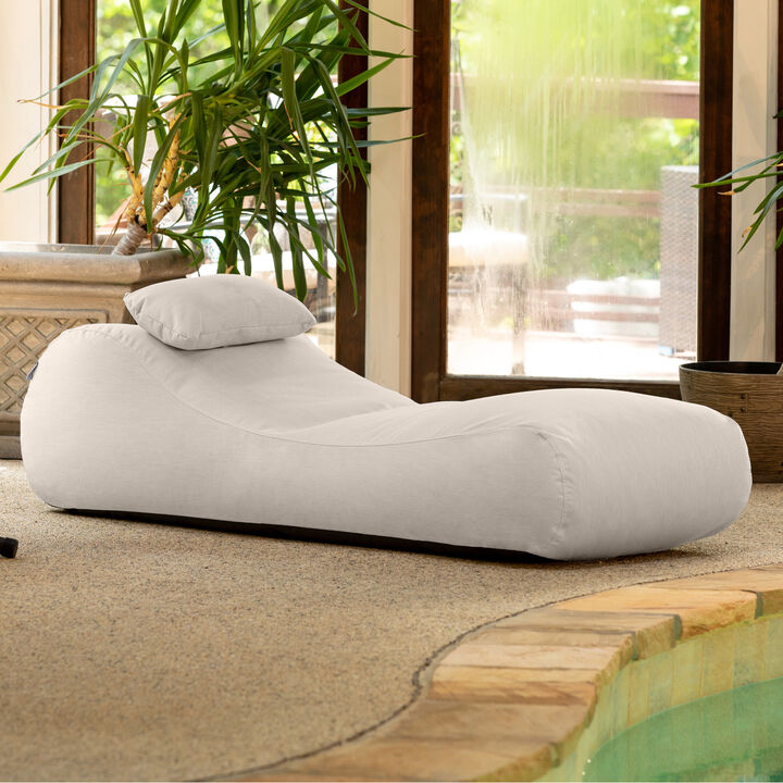 Arlo Outdoor Bean Bag Sun Lounger - Pool and Patio Chaise Bean Bag Lounger, Petal