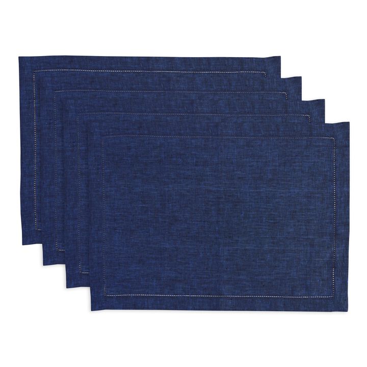 Solino Home 100% Pure Linen Placemats 14 x 19 Inch Set of 4 | Milan
