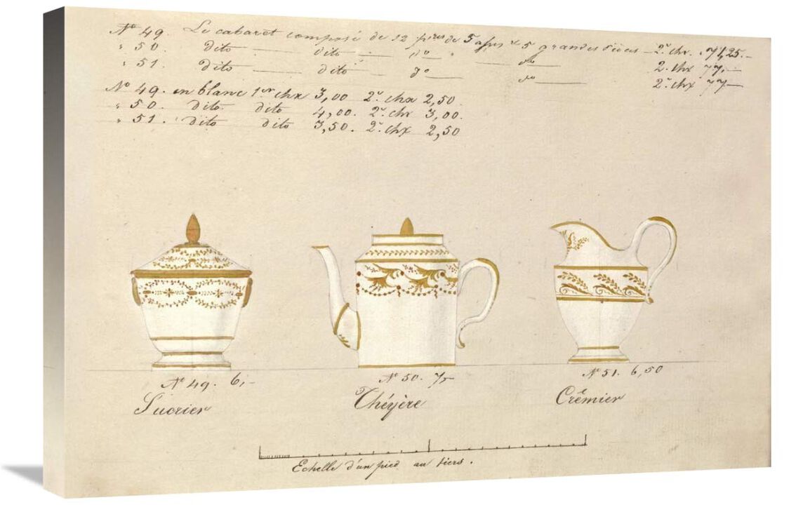 Sucrier, chyre et crmier, ca. 1800-1820-Canvas Art-30x20