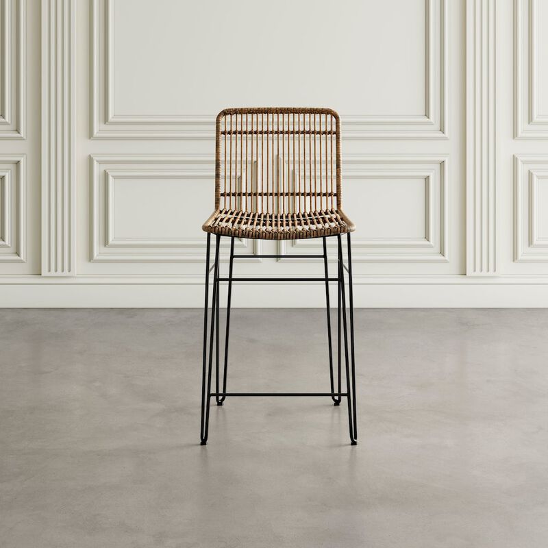 Jofran Weaver Hairpin Modern Global Rattan Counter Barstool (Set of 2)