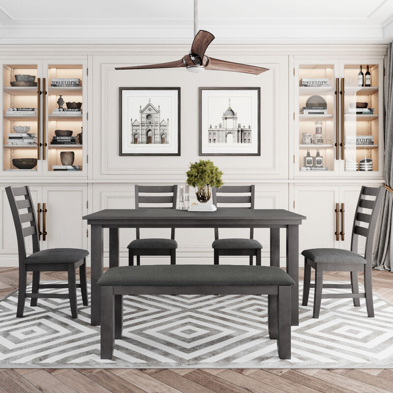 Merax Dining Room Table and Chairs with Bench, Set of 6