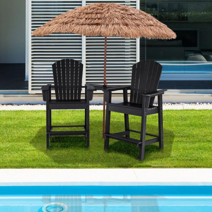 Hivvago 2 Pieces HDPE Tall Adirondack Chair with Middle Connecting Tray