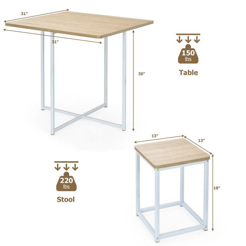 5 Pieces Metal Frame Dining Set with Compact Dining Table and 4 Stools