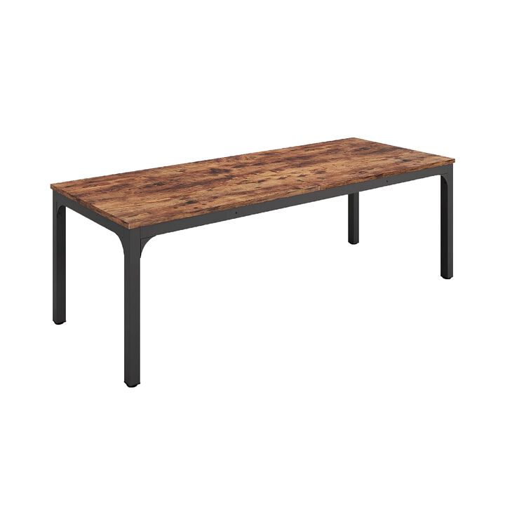 Jack Conference Table, 79 Inch Rectangular Brown MDF Top, Black Metal - Benzara
