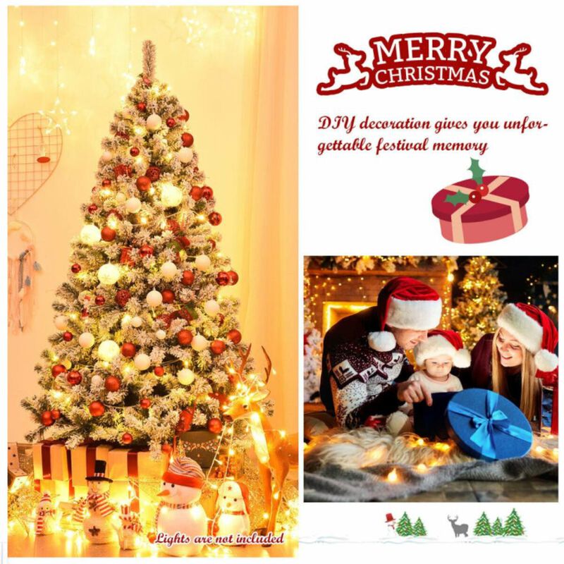 Hivvago 6 Feet Snow Flocked Artificial Christmas Tree Hinged with 928 Tips