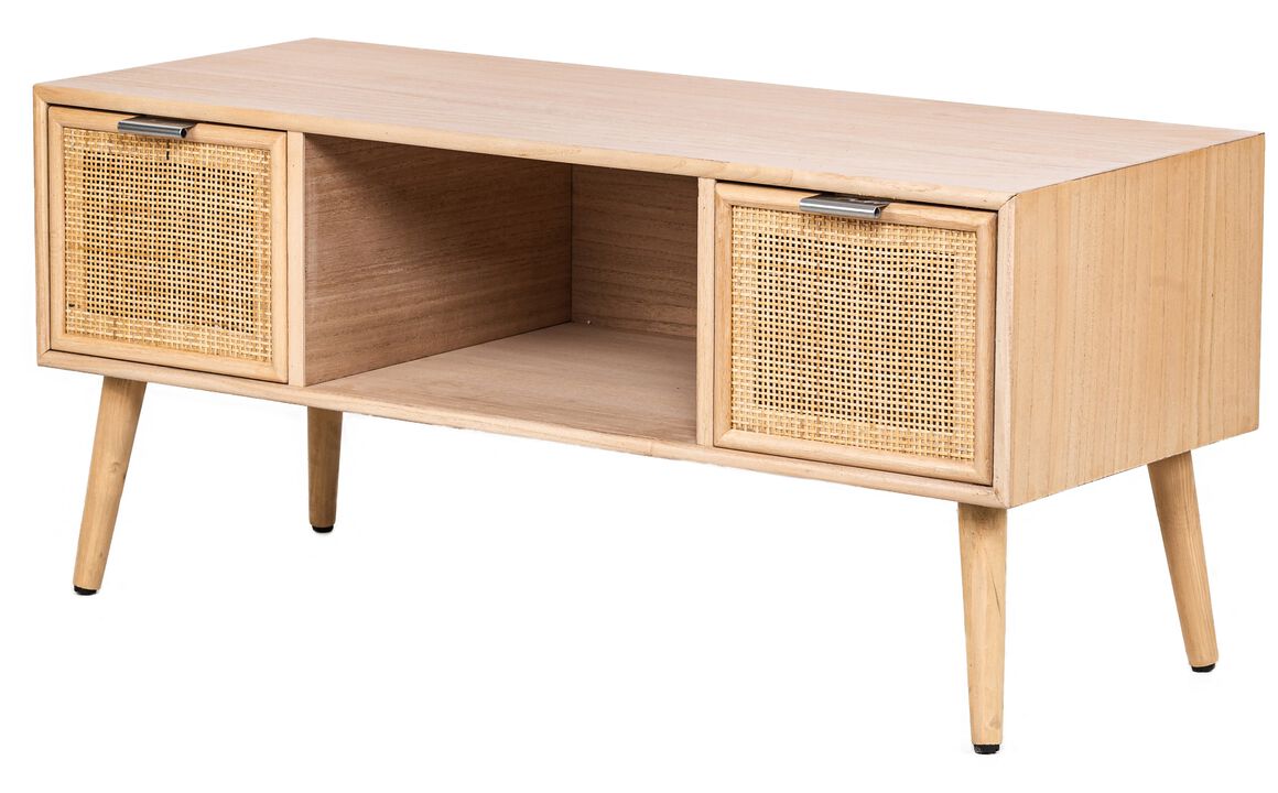 Scandinavian Solid Wood TV Stand with 2 Drawers