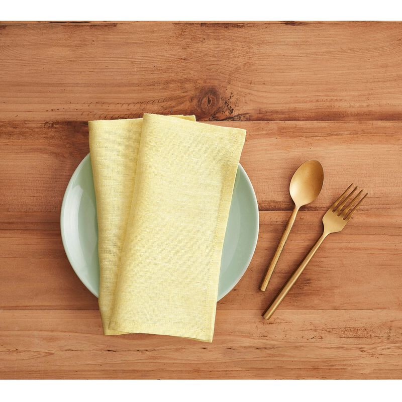 Solino Home 100% Pure Linen Athena Cocktail Napkins Set of 12 9 x 9 Inch for Spring & Easter