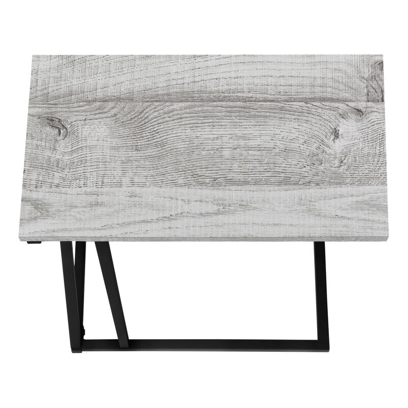Monarch Specialties I 3248 Accent Table, C-shaped, End, Side, Snack, Living Room, Bedroom, Metal, Laminate, Grey, Black, Contemporary, Modern