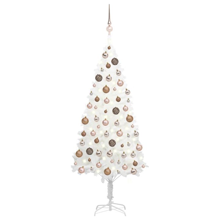 vidaXL Artificial Christmas Tree with LEDs&Ball Set White 70.9"