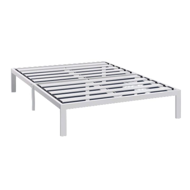 Hivvago Full size Heavy Duty Metal Platform Bed Frame in White