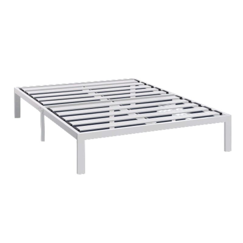 Hivvago Full size Heavy Duty Metal Platform Bed Frame in White