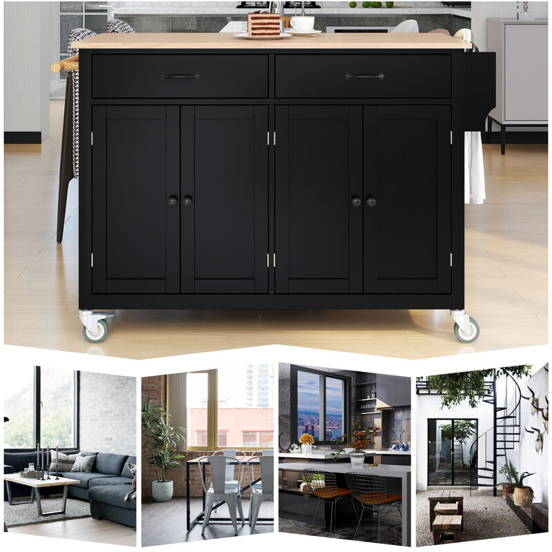 Streamdale Wood Top Kitchen Island Cart