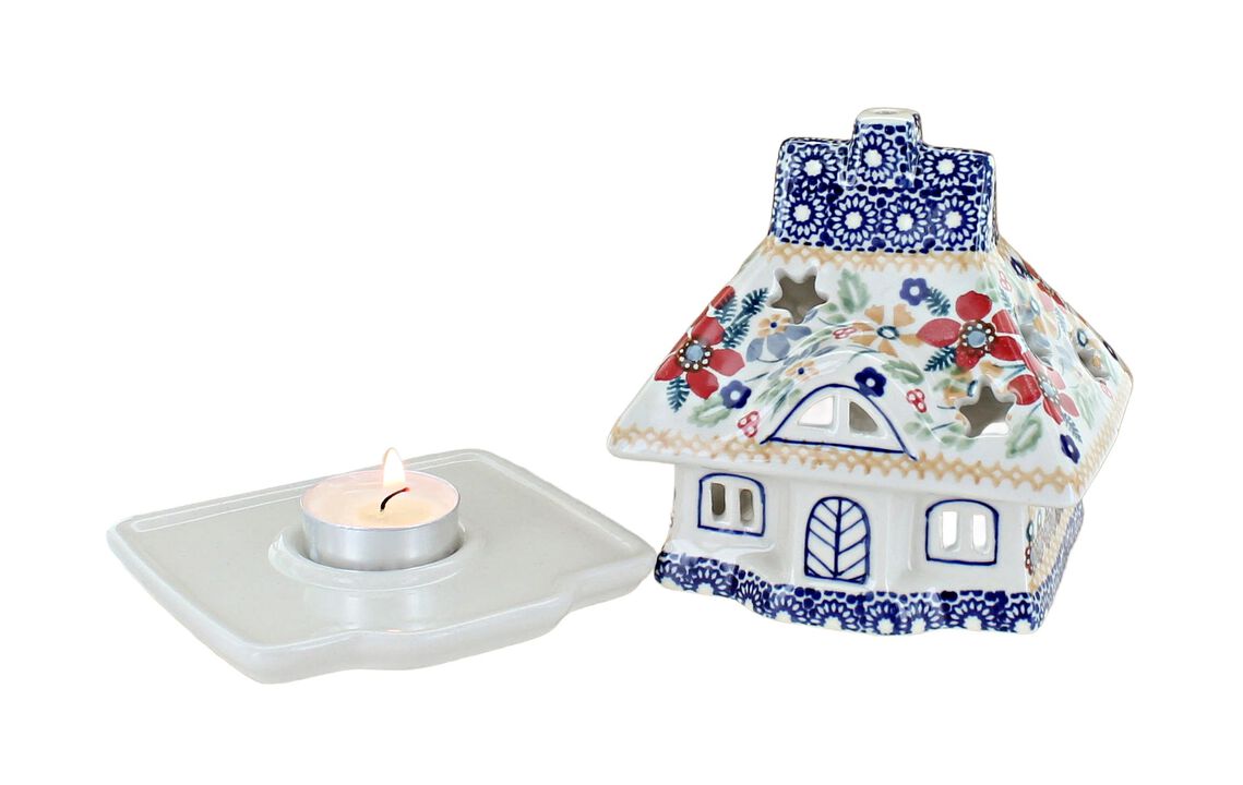 Blue Rose Polish Pottery Small Dots House Luminary