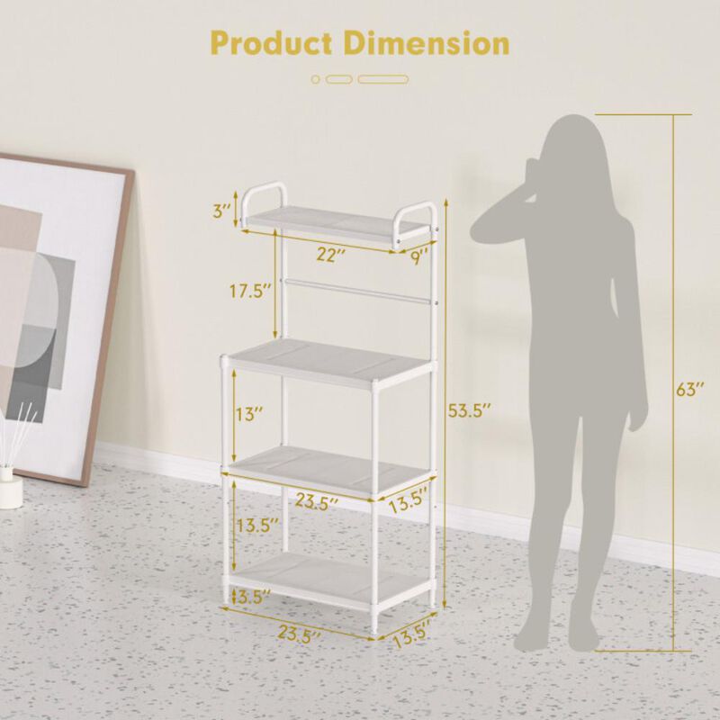 Hivvago 4-Tier Kitchen Microwave Storage Rack with Metal Shelves