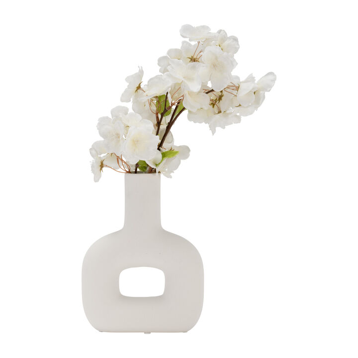 8" White Dolomite Cut-Out Vase