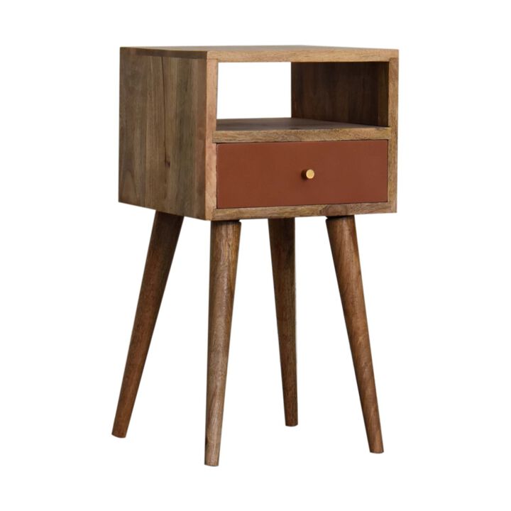 Mini Brick Red Hand  Painted  Solid Wood 1 Drawer NightStand