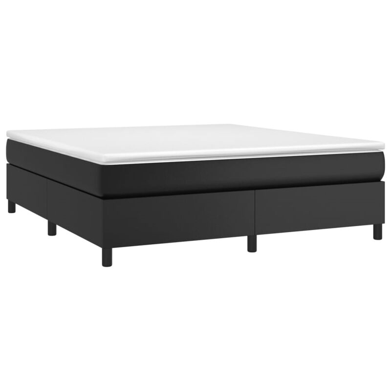 vidaXL Faux Leather King Size Box Spring Bed Frame - Black 76"x79.9" - Modern Bedroom Furniture Piece - Lightweight and Durable