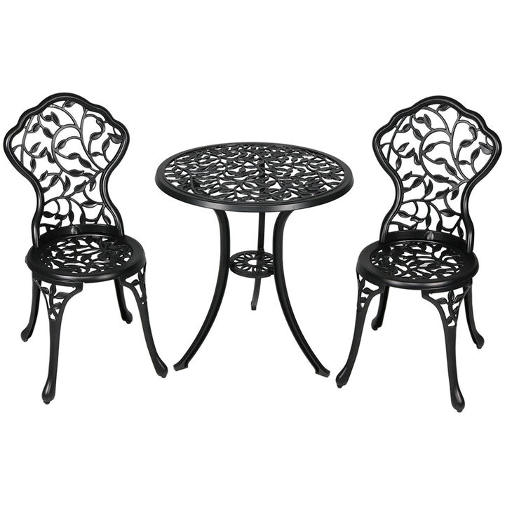 Sunnydaze Cast Aluminum 3-Piece Patio Bistro Set - Black