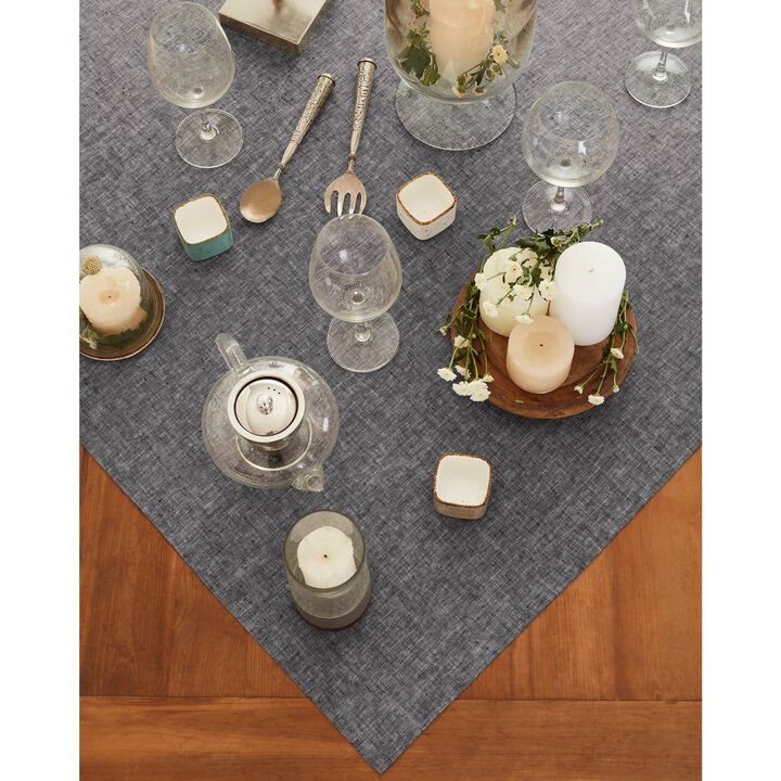 Solino Home 100% Pure Linen Table Throw 52 x 52 Inch | Athena