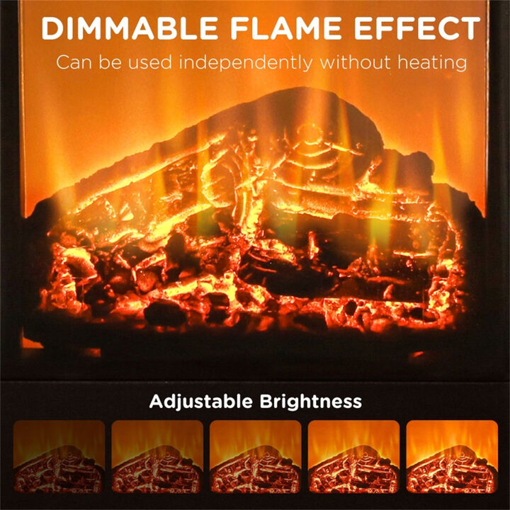 Electric Fireplace Heater with Adjustable Temperature and Realistic Flame