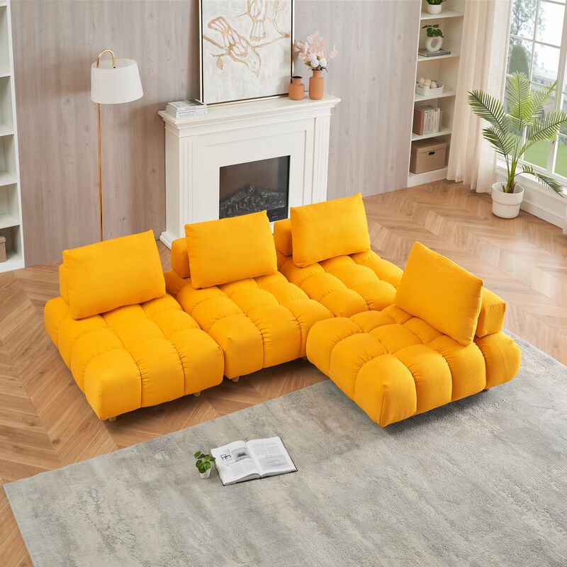 Merax 4 Seats Free Combination Teddy Fabric Sofa