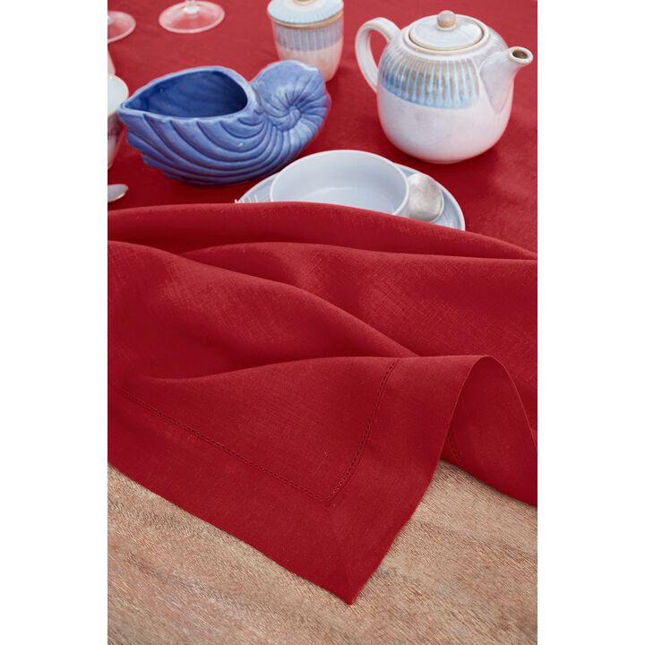 Solino Home 100% Pure Linen Tablecloth | Classic Hemstitch