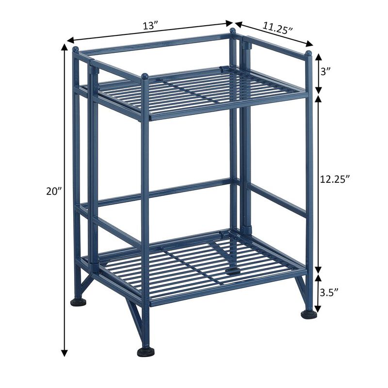 Convenience Concepts Xtra Storage 2 Tier Folding Metal Shelf, Blue