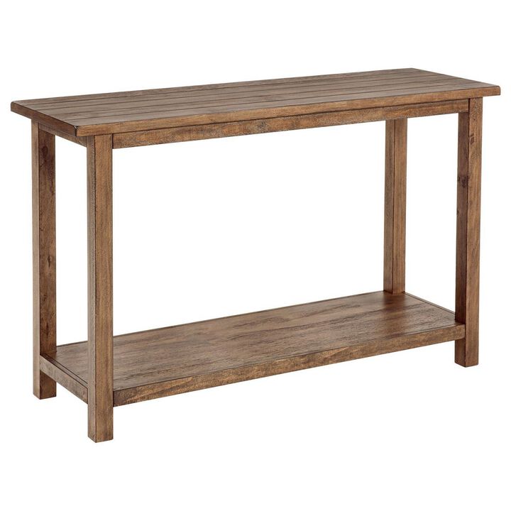 Ayne Console Table, 1 Shelf, Distressed Brown Wood Frame, 47 Inch - Benzara