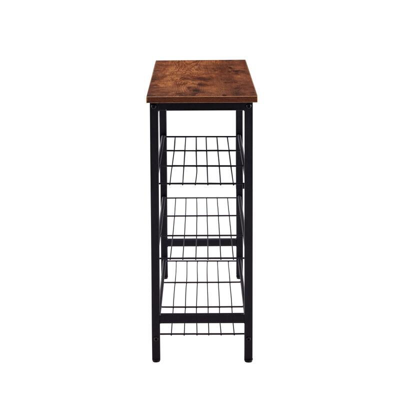 4-Tier Metal Shoe Rack, Modern Multifunctional Shoe Storage Shelf with MDF Top Board, 1 pc per carton