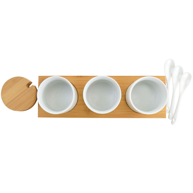Gibson Elite Gracious Dining 10 Piece Fine Ceramic Condiment Jars Serving Set in White