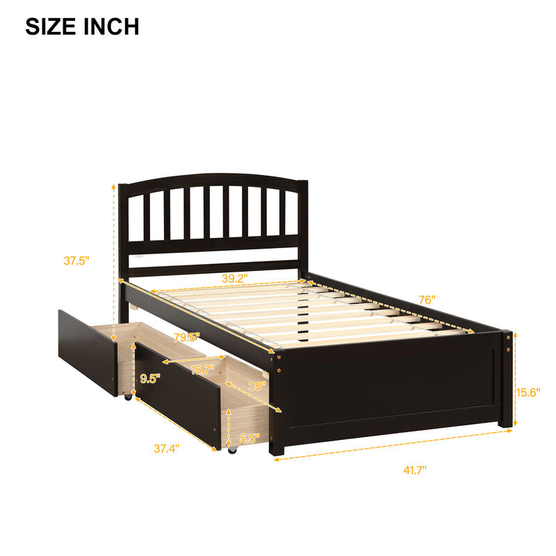 Merax Wood Bed Frame with Two Drawers
