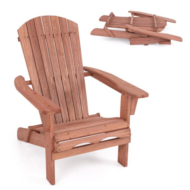 Hivvago 1 Piece Folding Adirondack Chair with High Backrest and Wide Armrests