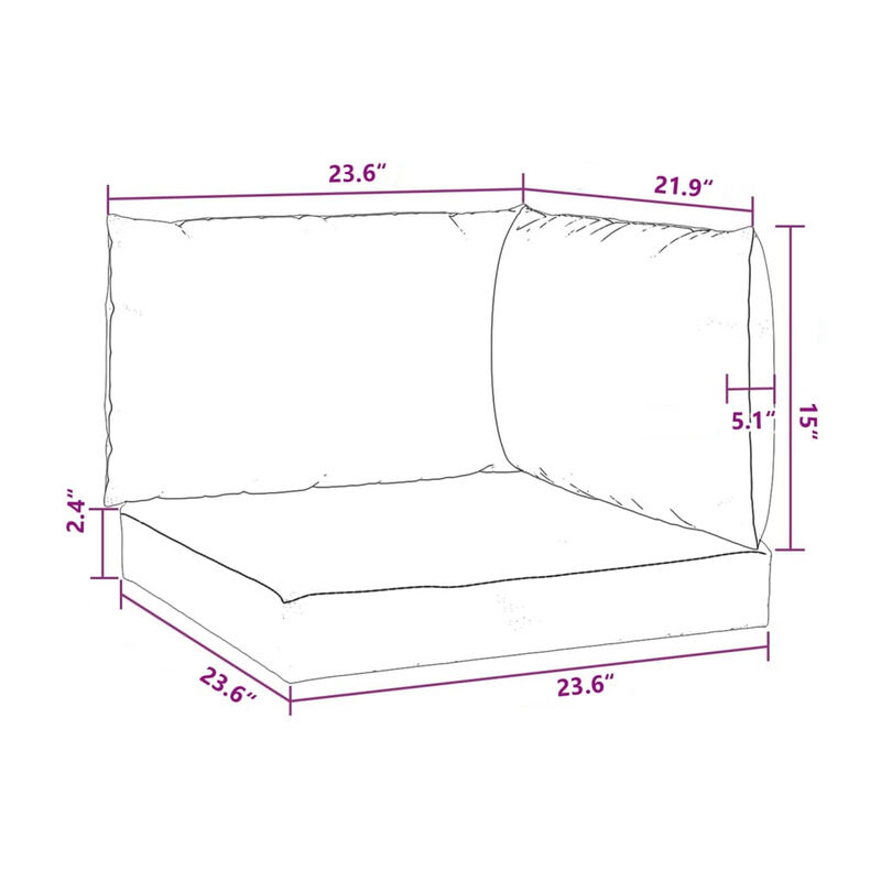 Paom 3pc Outdoor Patio Cushion for Bench, Plush Gray Oxford Fabric - Benzara