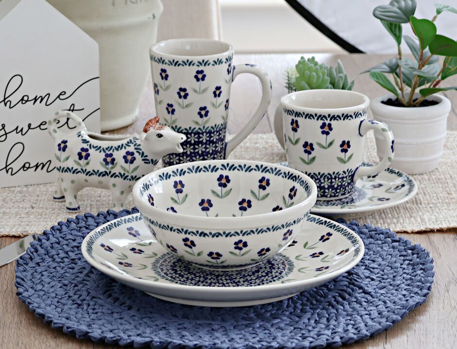 Blue Rose Polish Pottery Christiana 16 Piece Dinnerware Set