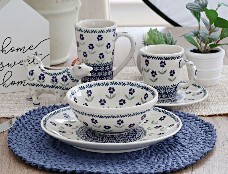 Blue Rose Polish Pottery Christiana 16 Piece Dinnerware Set