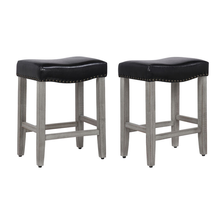 WestinTrends 24" Upholstered Saddle Seat Counter Stool (Set of 2)