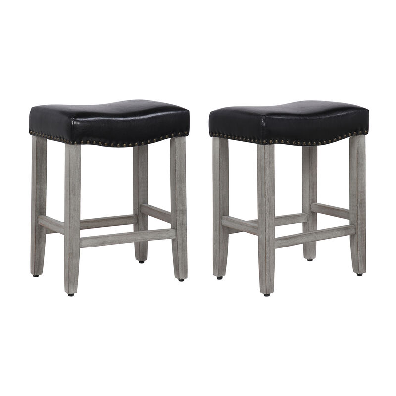 WestinTrends 24" Upholstered Saddle Seat Counter Stool (Set of 2)