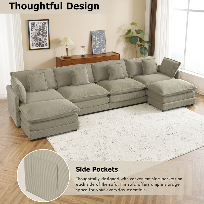 Merax Modern Corduroy Modular Sofa Couch for Living Room