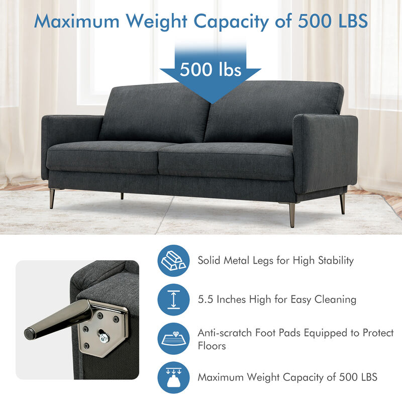 Fabric Sofa Couch Living Room Small Apartment Furniture w/ Metal Leg