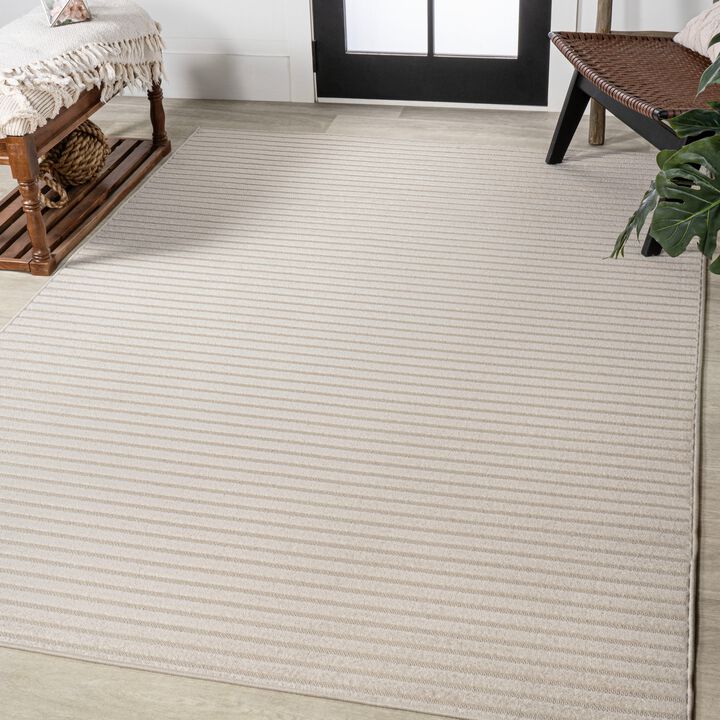 Aarhus High-Low Minimalist Scandi Striped Indoor/Outdoor Area Rug