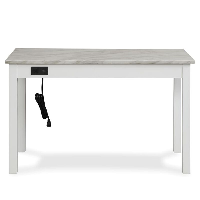 New Classic Furniture Furniture Celeste Faux Marble & Wood Writing Table in White
