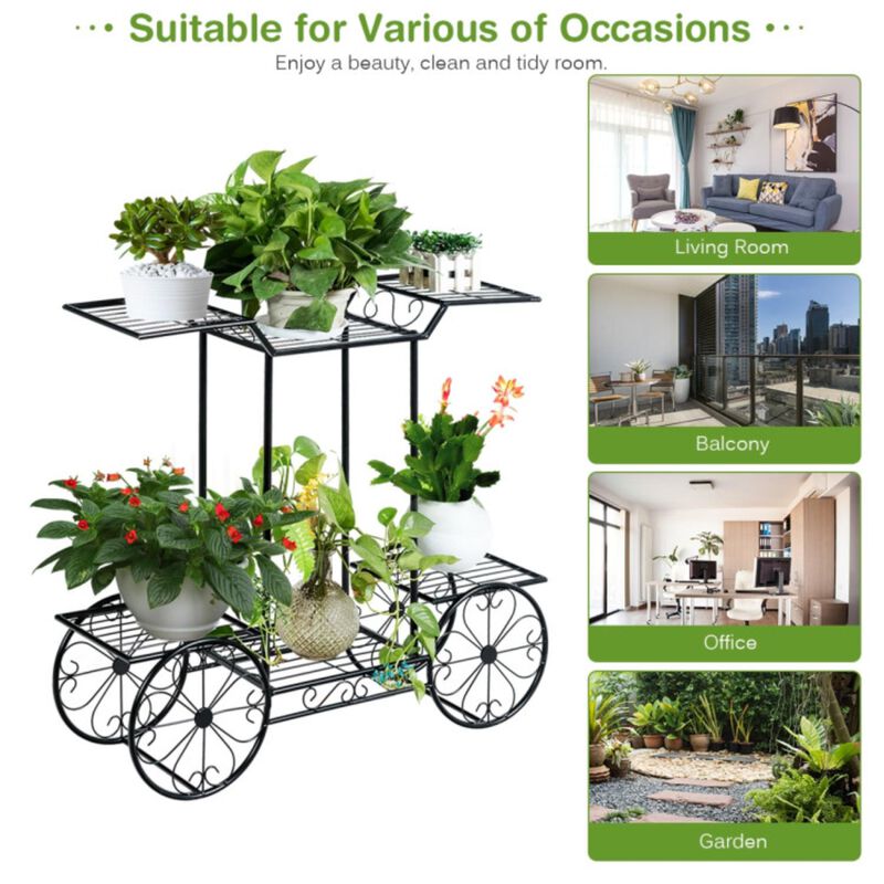 Hivvago 6-Tier Garden Cart Flower Rack Display Decor Pot Plant Holder