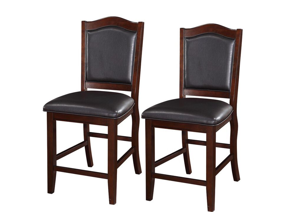 Wooden Armless High Chair, Espresso Brown & Black, Set of 2 - Benzara