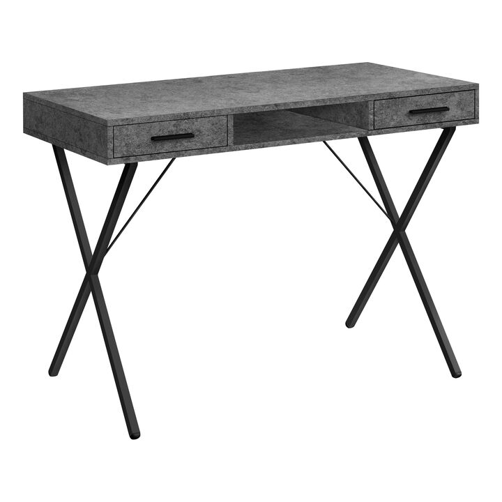 Monarch Specialties I 7795 Computer Desk, Home Office, Laptop, Left, Right Set-up, Storage Drawers, 42"L, Work, Metal, Laminate, Grey, Black, Contemporary, Modern