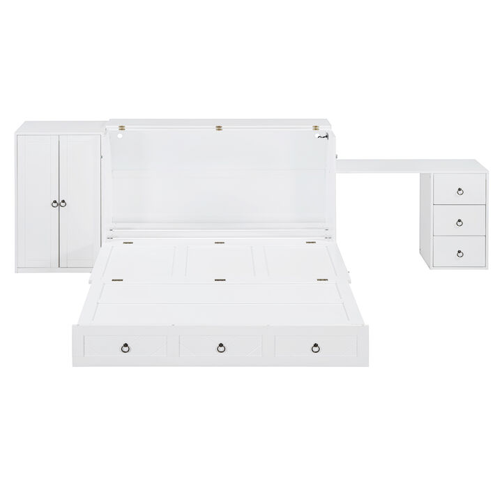 Merax Murphy Bed Wall Bed with USB Port and Wardrobe